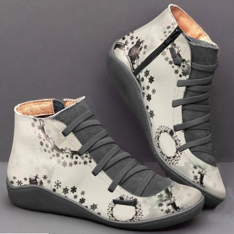 Groovywish Women Boots Leather Chrismas Santa Orthopedic Shoes - - DYAVOR®