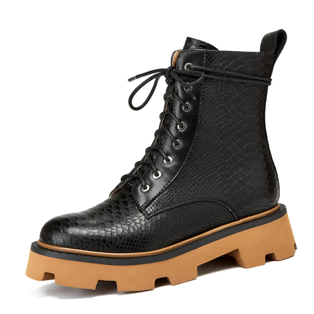 Almeda Women's Autumn Winter Leather Ankle Black Boots - Boots - DYAVOR®