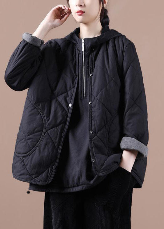 Art Black O-Neck Oversized Fine Cotton Filled Coat Winter - Down Jackets - DYAVOR®