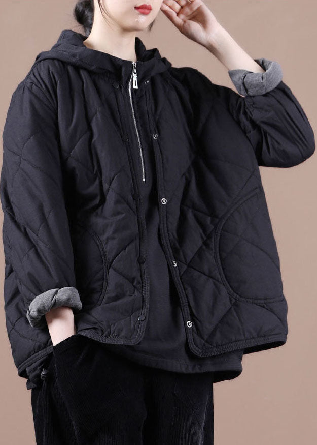 Art Black O-Neck Oversized Fine Cotton Filled Coat Winter - Down Jackets - DYAVOR®