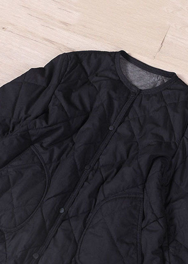 Art Black O-Neck Oversized Fine Cotton Filled Coat Winter - Down Jackets - DYAVOR®