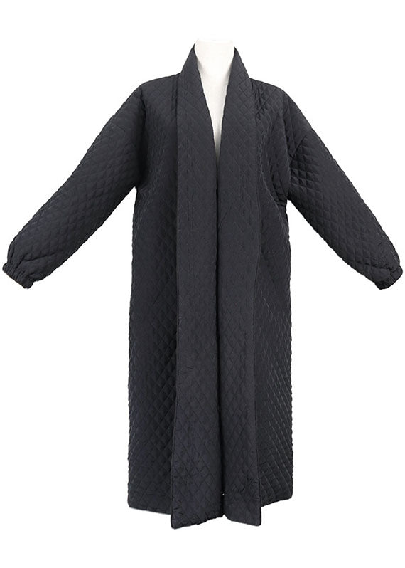 Art Black V Neck Pockets Button Winter Cotton Long sleeve Coat - Down Jackets - DYAVOR®
