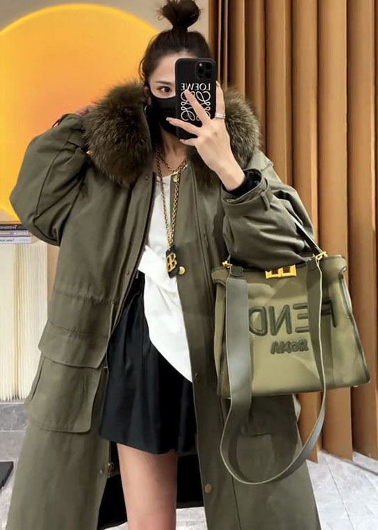 Art Caramel Faux Fur Collar Drawstring Pockets Womens Parka Winter - Down Jackets - DYAVOR®