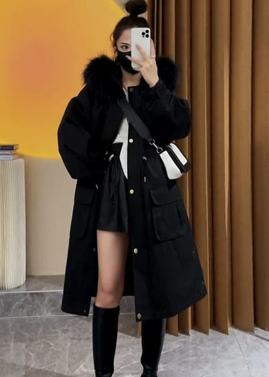 Art Caramel Faux Fur Collar Drawstring Pockets Womens Parka Winter - Down Jackets - DYAVOR®