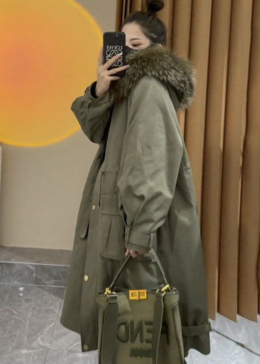 Art Caramel Faux Fur Collar Drawstring Pockets Womens Parka Winter - Down Jackets - DYAVOR®