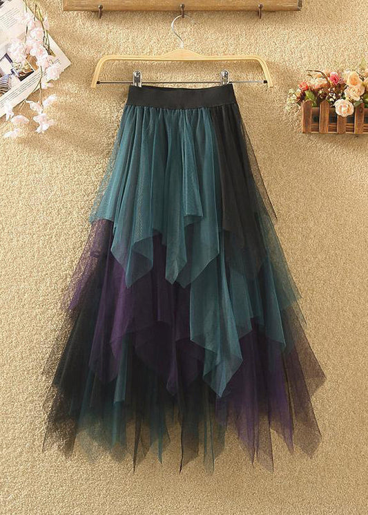 Art Casual Tulle Asymmetrical Patchwork Fall Skirt - Skirts - DYAVOR®