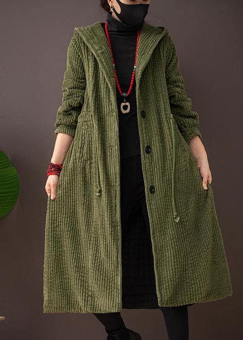 Art Hooded Drawstring Clothes For Women Green Tunic Coats - Trench coats - DYAVOR®