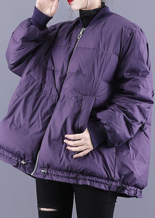 Art Purple Zip Up drawstring Fine Cotton Filled thick Winter jackets - Down Jackets - DYAVOR®