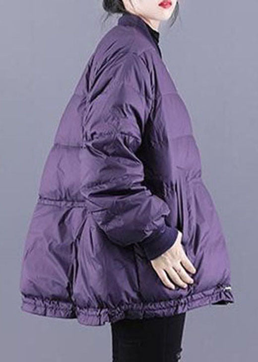 Art Purple Zip Up drawstring Fine Cotton Filled thick Winter jackets - Down Jackets - DYAVOR®