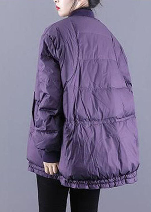 Art Purple Zip Up drawstring Fine Cotton Filled thick Winter jackets - Down Jackets - DYAVOR®