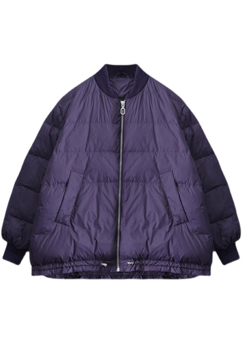 Art Purple Zip Up drawstring Fine Cotton Filled thick Winter jackets - Down Jackets - DYAVOR®