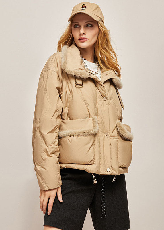 Art White Mink Hair Patchwork Drawstring Duck Down Canada Goose Jacket Winter - Down Jackets - DYAVOR®