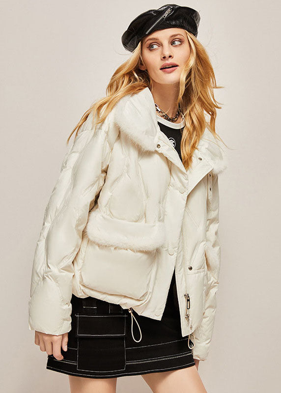 Art White Mink Hair Patchwork Drawstring Duck Down Canada Goose Jacket Winter - Down Jackets - DYAVOR®
