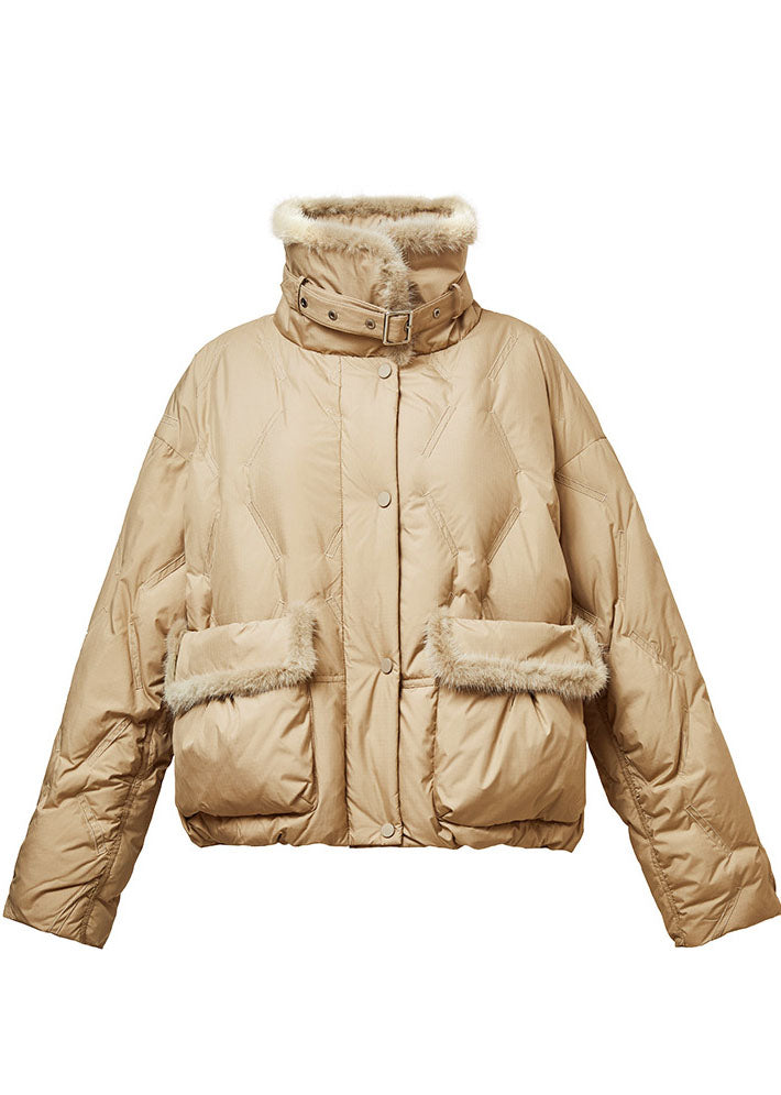 Art White Mink Hair Patchwork Drawstring Duck Down Canada Goose Jacket Winter - Down Jackets - DYAVOR®