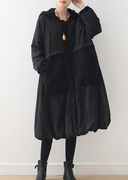 Autumn and winter new original design loose large size literary retro quilted warm cotton-padded jacket striped hooded padded jacket -  - DYAVOR®