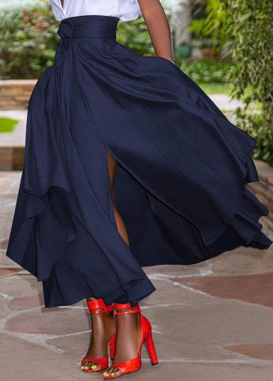 Back Zipper Lace-Up Side Pockets Solid Skirts For Women - Skirts - DYAVOR®