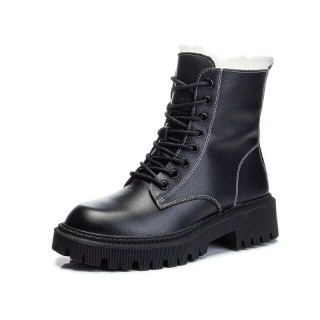 Balin Women's Warm Wool Leather Black Boots - Boots - DYAVOR®