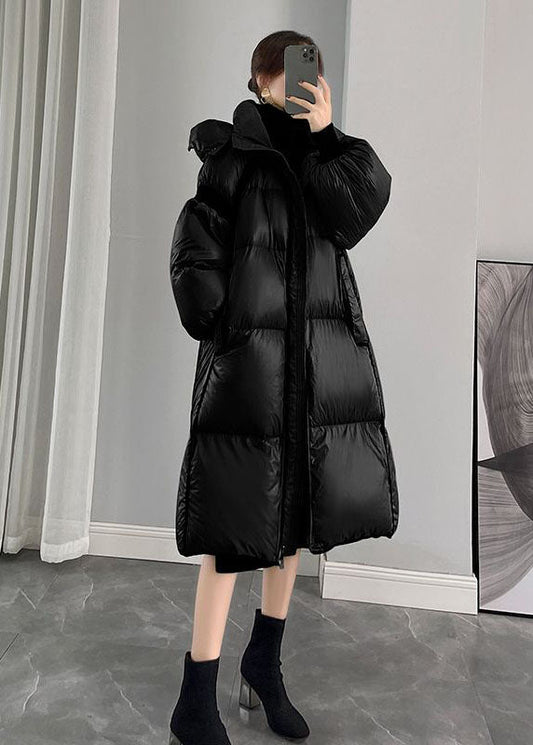 Beautiful Black Hooded Zippered Thick Duck Down Puffers Jackets Winter - Down Jackets - DYAVOR®