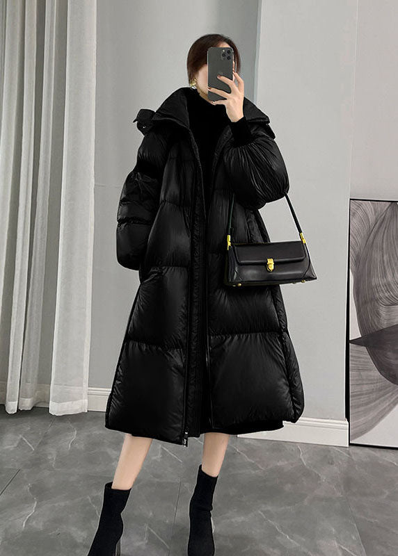 Beautiful Black Hooded Zippered Thick Duck Down Puffers Jackets Winter - Down Jackets - DYAVOR®