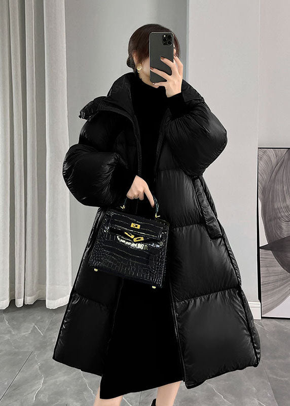 Beautiful Black Hooded Zippered Thick Duck Down Puffers Jackets Winter - Down Jackets - DYAVOR®