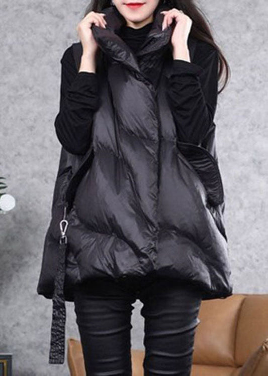 Beautiful Black Peter Pan Collar zippered Duck Down Winter down vest - vests - DYAVOR®