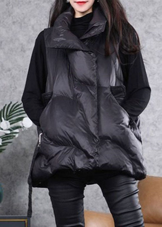 Beautiful Black Peter Pan Collar zippered Duck Down Winter down vest - vests - DYAVOR®