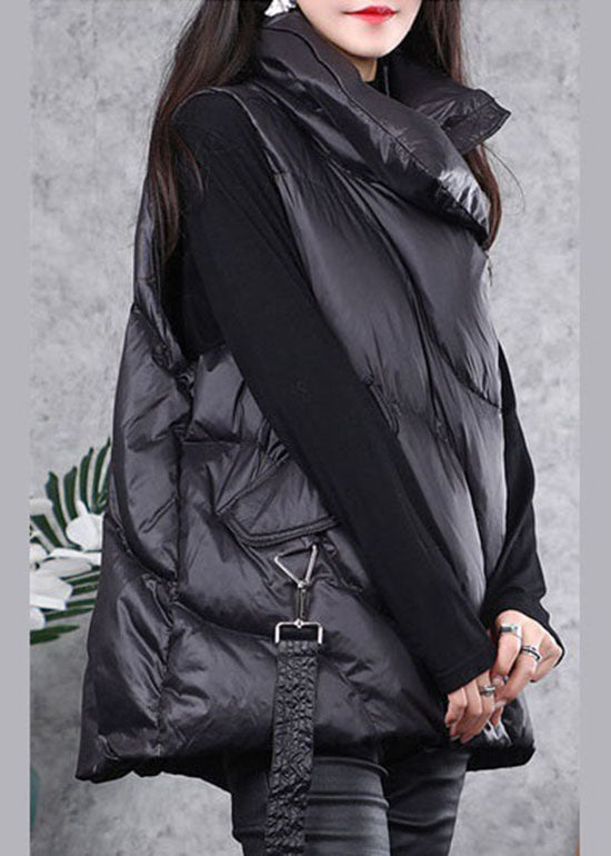 Beautiful Black Peter Pan Collar zippered Duck Down Winter down vest - vests - DYAVOR®