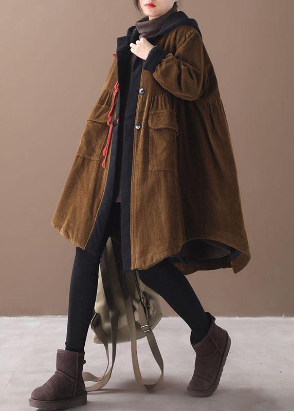 Beautiful Chocolate Patchwork Button Pockets Hoodies Outwear - Down Jackets - DYAVOR®