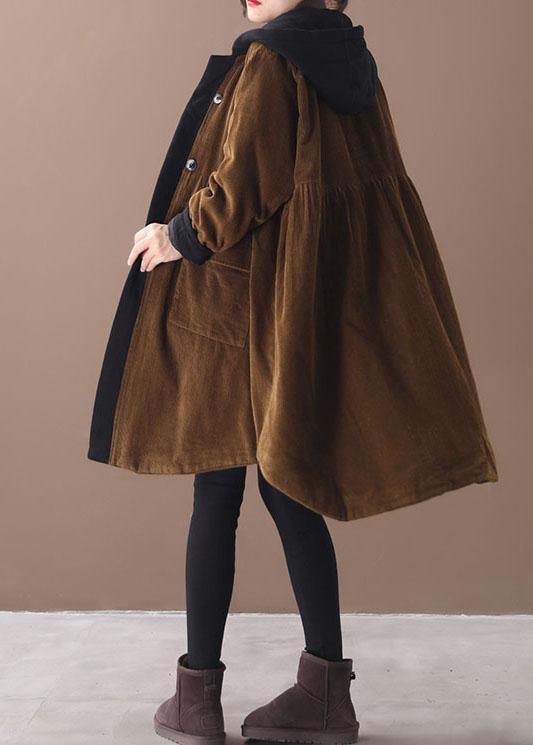 Beautiful Chocolate Patchwork Button Pockets Hoodies Outwear - Down Jackets - DYAVOR®