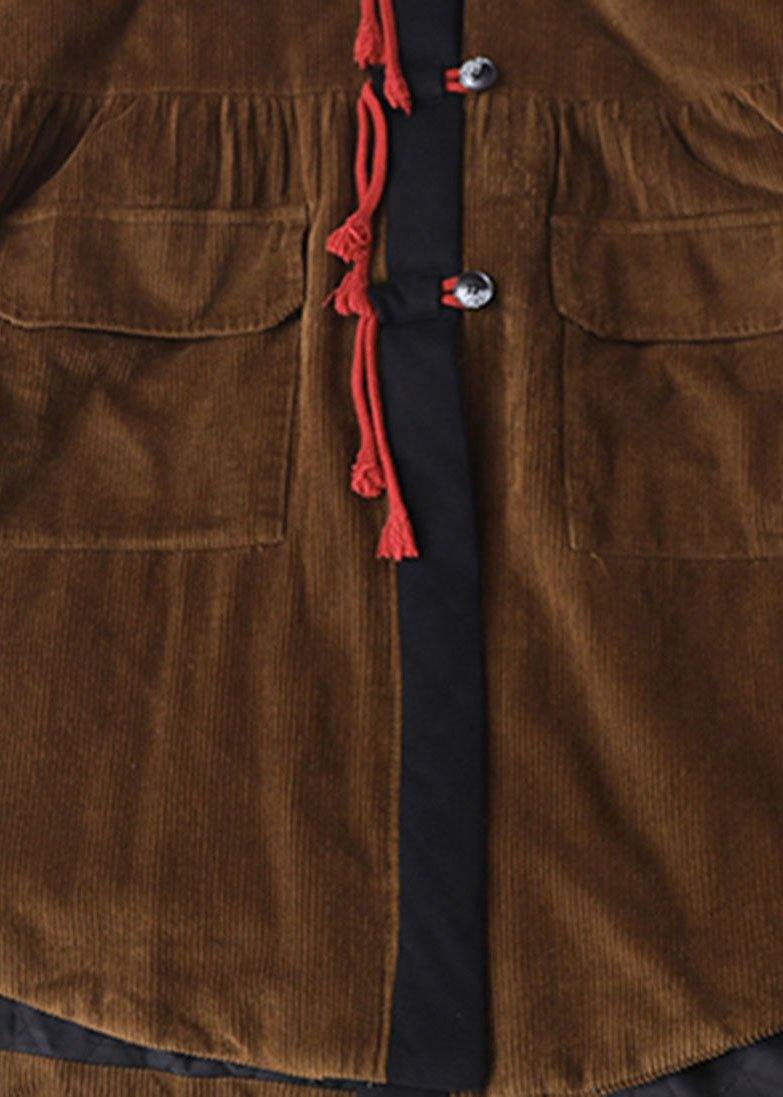 Beautiful Chocolate Patchwork Button Pockets Hoodies Outwear - Down Jackets - DYAVOR®