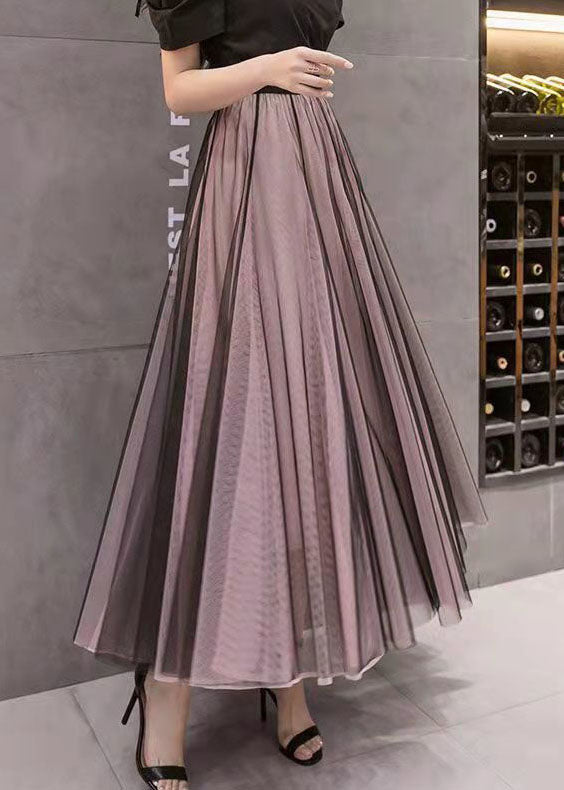 Beautiful Colorblock Wrinkled High Waist Tulle Skirts Summer - Skirts - DYAVOR®