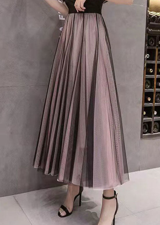 Beautiful Colorblock Wrinkled High Waist Tulle Skirts Summer - Skirts - DYAVOR®