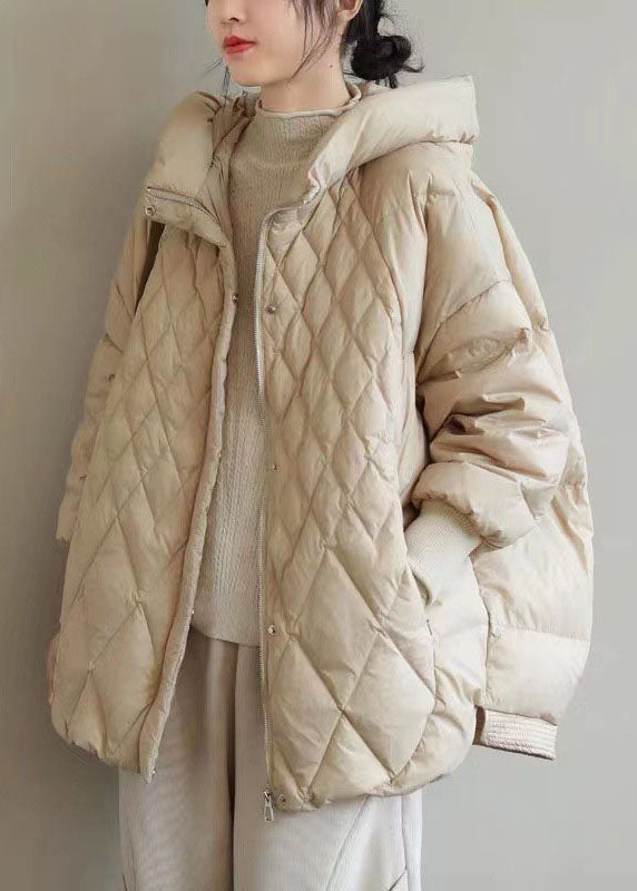 Beautiful Khaki Zip Up Casual Duck Down Winter down coat - Down Jackets - DYAVOR®