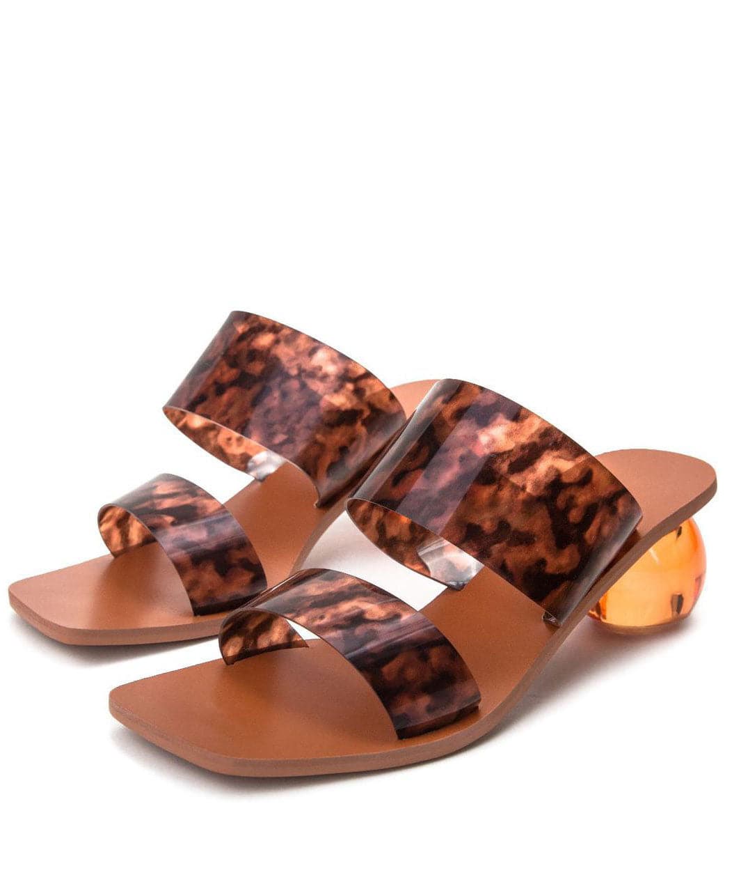 Beautiful Leopard Print Peep Toe Chunky Sandals Faux Leather - Slide Sandals - DYAVOR®