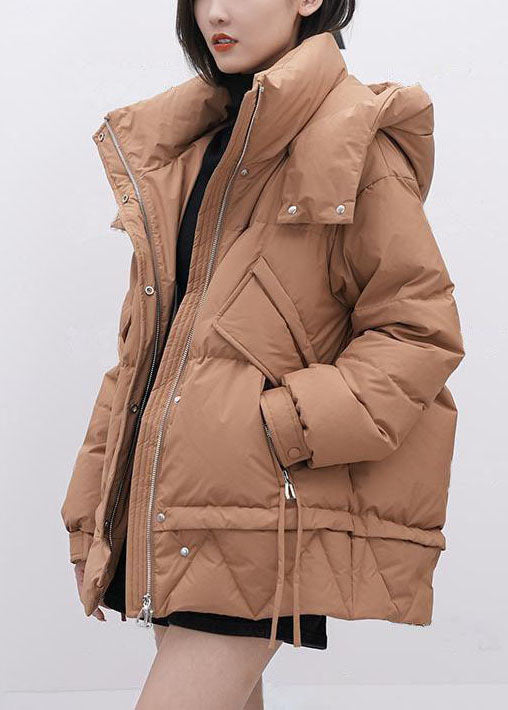 Beautiful Yellow Green Hooded Stand Collar Thick Duck Down Puffer Jacket Winter - Down Jackets - DYAVOR®