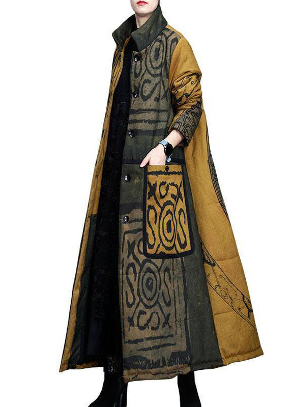 Beautiful Yellow Stand Collar Button Winter Cotton Parka Long sleeve - Down Jackets - DYAVOR®