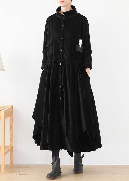 Beautiful false two pieces  polo collar coats women black loose outwears - Trench coats - DYAVOR®