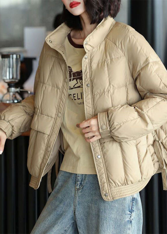 Beige Duck Down Canada Goose Jacket Side Open Oversized Winter - Down Jackets - DYAVOR®