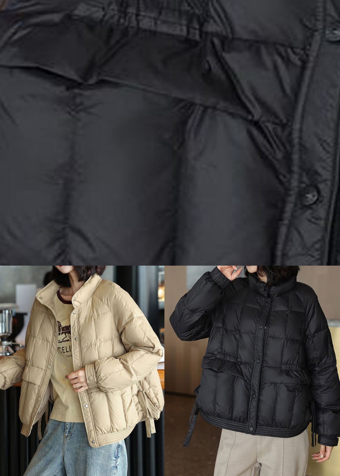 Beige Duck Down Canada Goose Jacket Side Open Oversized Winter - Down Jackets - DYAVOR®