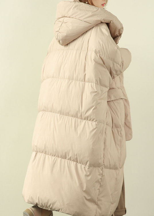 Beige Pockets Duck Down Down Coat Zip Up Winter - Down Jackets - DYAVOR®