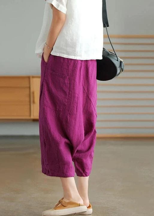 Beige Women Casual Solid Color Linen Pocket Pants - Pants - DYAVOR®