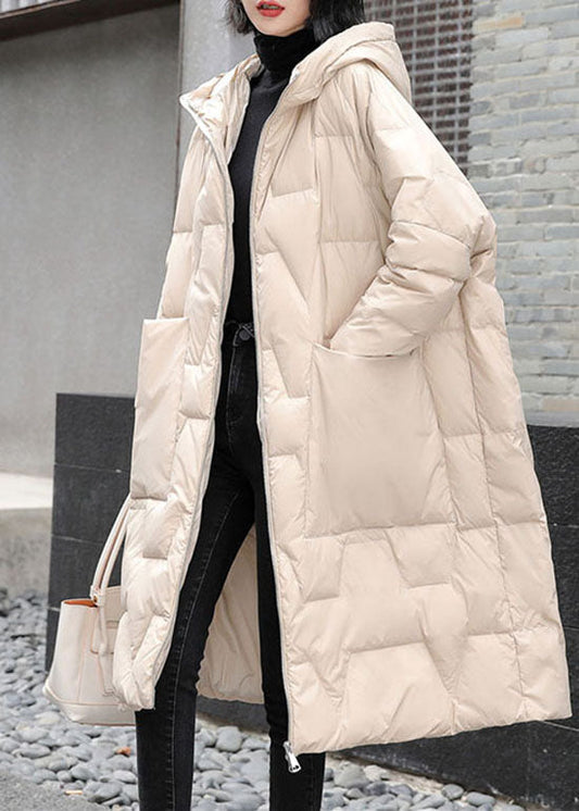 Beige warm Duck Down coat Zip Up Winter - Down Jackets - DYAVOR®