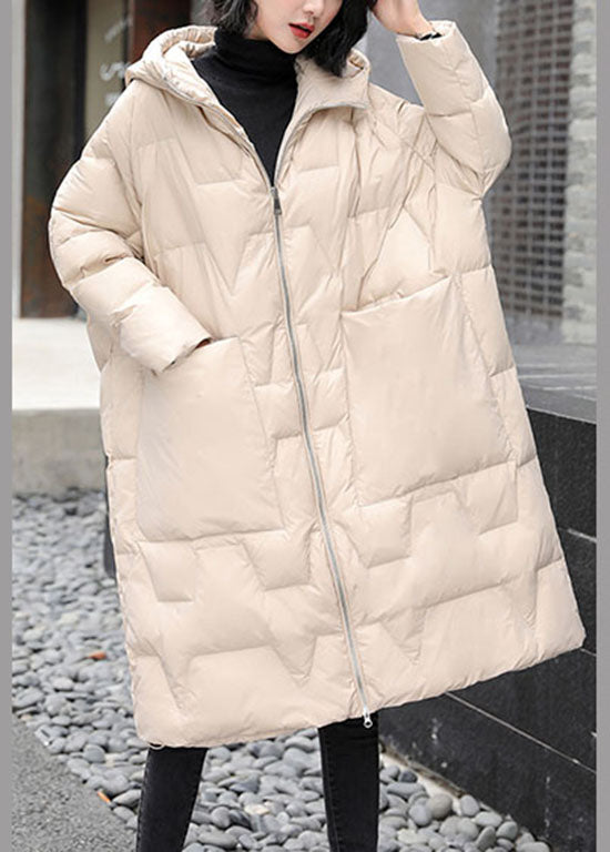 Beige warm Duck Down coat Zip Up Winter - Down Jackets - DYAVOR®