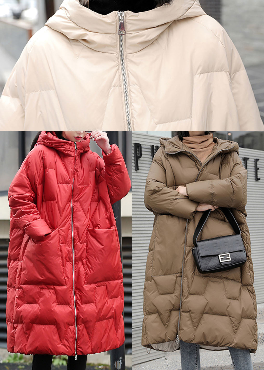 Beige warm Duck Down coat Zip Up Winter - Down Jackets - DYAVOR®