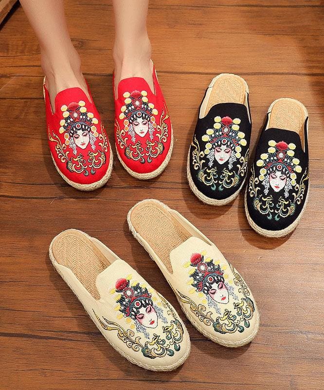 Black Embroideried Slippers Shoes - Slide Sandals - DYAVOR®