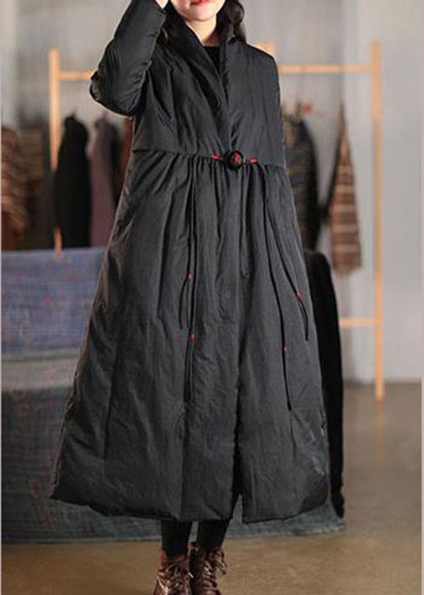 Black Pockets Duck Down Women Witner Coats Stand Collar Button Winter - Down Jackets - DYAVOR®