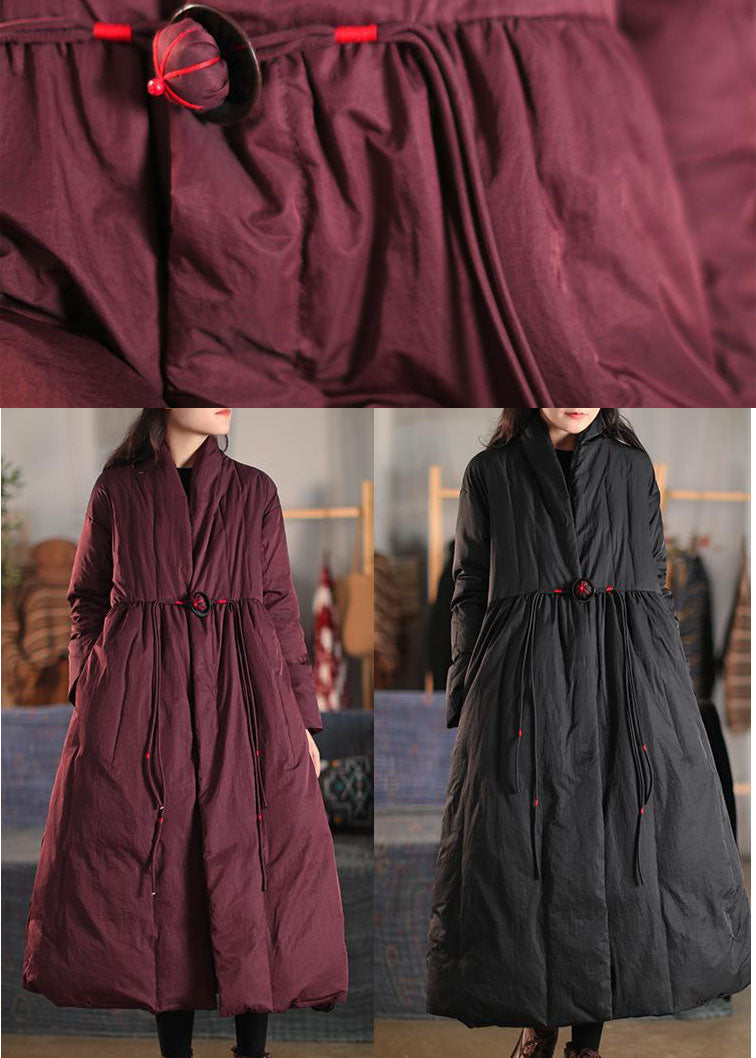 Black Pockets Duck Down Women Witner Coats Stand Collar Button Winter - Down Jackets - DYAVOR®