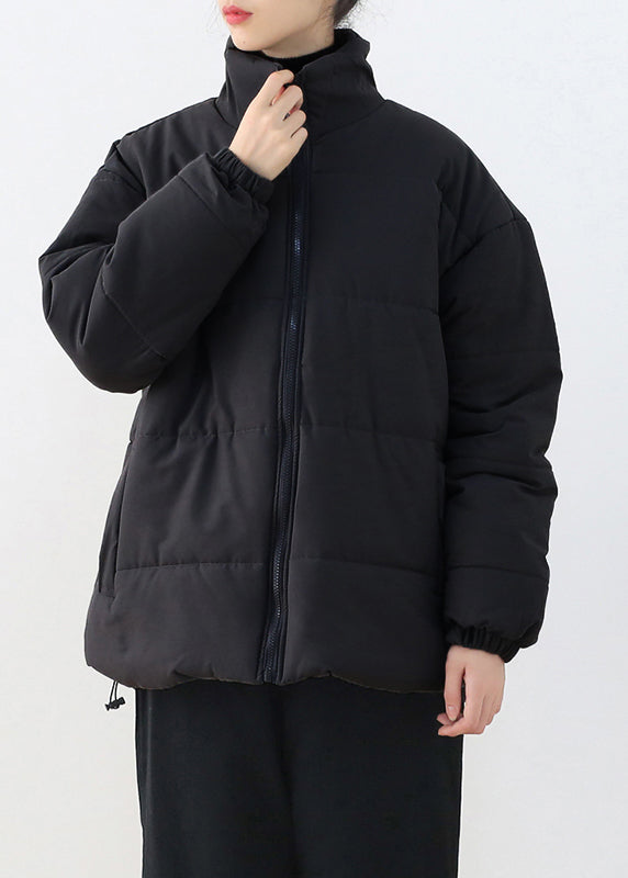 Black Stand Collar Drawstring Thick Parka Winter - Down Jackets - DYAVOR®