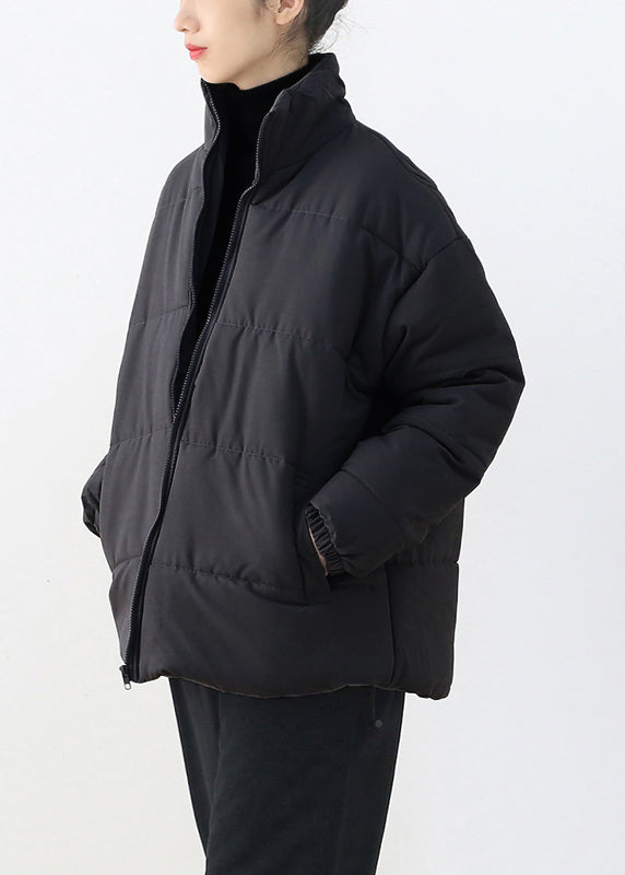 Black Stand Collar Drawstring Thick Parka Winter - Down Jackets - DYAVOR®