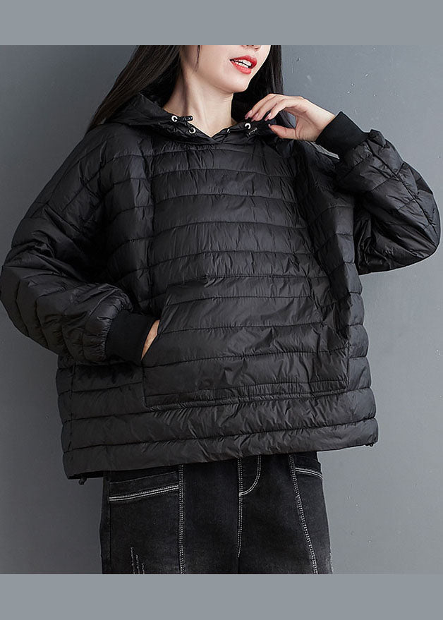 Black drawstring Fine Cotton Filled Jackets Hooded Winter - Down Jackets - DYAVOR®